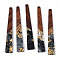 Transparent Resin & Walnut Wood Big Pendants, with Gold Foil, Trapezoid Charms, Black, 69.5x10x3.5mm, Hole: 2mm