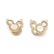 Brass Micro Pave Cubic Zirconia & Shell Fold Over Clasps, Cadmium Free & Nickel Free & Lead Free, Gourd, Real 18K Gold Plated, 17x10x2mm, Hole: 1mm