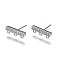 Brass Stud Earring Findings, with Loop, Micro Pave Cubic Zirconia, Rectangle, Clear, Platinum, 5x15x2.4mm, Hole: 0.8mm, Pin: 0.7mm