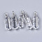 Transparent Glass Pendants, with Platinum Tone Iron Wire Wrapped, Bullet, Clear, 41~43x11~12x10~11mm, Hole: 3~4mm