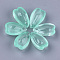 Transparent Spray Painted Glass Charms, Petal, Medium Aquamarine, 13x8x5.5mm, Hole: 1mm