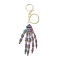 Halloween Plastic Skeleton Hand Pendant Keychain, with Alloy Clasp and Rings, Medium Orchid, 146mm