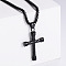 Retro Rock Punk Men's Striped Cross Stainless Steel Pendant Necklaces, Black