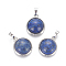Natural Dyed Lapis Lazuli Pendants, with Brass Findings, Half Round, Platinum, 23~24x19~20x8~10mm, Hole: 8x5mm