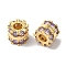 Brass Glass Beads, Nickel Free, Column, Lilac, 8.5x6mm, Hole: 3.5mm