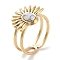 Ion Plating(IP) 304 Stainless Steel Ring, Adjustable Synthetic Howlite Rings, Flower, 15.5x12.5mm, Inner Diameter: Adjustable