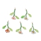Resin Pendants, Flower Charms, with Alloy Bead & Glass & Acrylic Leaf, Mixed Color, 27.5~29.5x17~24x9~9.5mm, Hole: 1.8~2mm