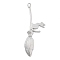 Alloy Pendants, Besom, Cat, Charms, Platinum, 63x23.5x3.5mm, Hole: 2.5mm