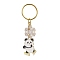 Snowflake & Panda Alloy Enamel Pendant Keychains, with Iron Split Key Rings, Golden, 8.1cm, Pendant: 29.5x22x1.7mm