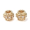 Rack Plating Brass with Cubic Zirconia European Beads, Long-Lasting Plated, Lead Free & Cadmium Free, Rondelle, Golden, 10x7.5mm, Hole: 4.5mm