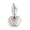 Brass Micro Pave Cubic Zirconia Pendants, Vase Charm, with Jump Ring, Rack Plating, Long-Lasting Plated, Lead Free & Cadmium Free, Platinum, 18.5x11x3.5mm, Hole: 3mm