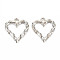 Alloy Pendants, Cadmium Free & Nickel Free & Lead Free, Heart, Platinum, 21x19x2mm, Hole: 1.6mm