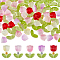SUPERFINDINGS DIY Beads Kit Including 80Pcs 5 Colors Glass Tulip Beads 80Pcs Transparent Lampwork Leaf Beads 600Pcs 3 Colors Iron Round Spacer Beads Loose Beads for DIY Jewelry Making