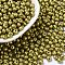 6/0 Glass Seed Beads, Opaque Colours Luster, Teardrop, Olive Drab, 4~5x4~4.5x3~4mm, Hole: 0.8~0.9mm, about 125pcs/10g