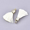 Polyester Tassel Pendant Decorations, with CCB Plastic Findings, Light Gold, Cornsilk, 25~30x6mm, Hole: 1.5mm