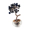 Natural Lapis Lazuli Chips Tree of Life Decorations, Glass Base with Copper Wire & Gemstone Chips inside, Feng Shui Energy Stone Gift for Home Office Desktop Decoration, 40x75mm