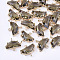 Transparent Glass Links connectors, with Brass Findings, Faceted, Half Round, Light Gold, Olive, 14x16x5mm, Hole: 1.2mm
