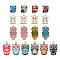 Platinum & Golden Plated Alloy Enamel Pendants, Owl Shape, Mixed Color, 17x11.5x3.5mm, Hole: 2.5mm