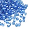 6/0 Glass Seed Beads, Transparent Colours Luster, Square Hole, Cube, Dodger Blue, 3~5x3~4x3~4mm, Hole: 1.2~1.4mm, about 1000pcs/100g