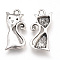 Tibetan Style Alloy Kitten Pendants, Cartoon Cat Shape, Cadmium Free & Lead Free, Antique Silver, 24x12x2.5mm, Hole: 2mm, about 860pcs/1000g