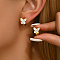 201 Stainless Steel Hoop Earrings, with Rhinestone, Golden, Butterfly, 13x10mm