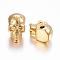 Ion Plating(IP) 304 Stainless Steel Beads, Skull, Golden, 14x9x8mm, Hole: 2mm