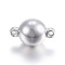 Tarnish Resistant 304 Stainless Steel Magnetic Clasps with Loops, Round, Stainless Steel Color, 13x8mm, Hole: 1mm