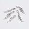 Alloy Pendants, Wing, with Brass Lobster Claw Clasps, Antique Silver, 35.5~47mm