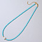Imitation Pearl & Glass Beaded Necklaces for Women, Elegant Jewelry for Collarbone, Cyan