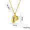 304 Stainless Steel Chunky Initial Pendant Necklaces, Real 18K Gold Plated, Letter P, 15.75 inch(40cm)