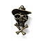 Halloween Alloy Pendants, Skull, Antique Bronze, 44.5x27x14mm, Hole: 2.5mm