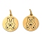 304 Stainless Steel Charms, with Jump Ring, Flat Round Charm, Laser Cut, Golden, Bear, 13.5x11.5x1mm, Hole: 3.4mm