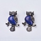 Gemstone Pendant, with Alloy Findings and Rhinestone, Owl, 50x35x7.5~9mm, Hole: 5x8mm