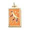 Brass Micro Pave Cubic Zirconia Pendant with Enamel, Cadmium Free & Nickel Free & Lead Free, Rectangle, Dark Orange, 45.5x25.5x2.5mm, Hole: 4.5mm