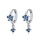 925 Sterling Silver Cubic Zirconia Plum Blossom Hoop Earrings, Romantic Sweet Fashion Earrings, Silver, Cornflower Blue, 16x6mm