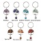 7Pcs 7 Styles Gemstone Keychains, with Alloy Findings and 304 Stainless Steel Split Key Rings, Tree of Life, 7.2cm, 1pc/style