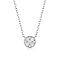 Sterling Silver Micro Pave Clear Cubic Zirconia Flat Round Pendant Necklaces, Platinum, 13.78 inch(35cm)
