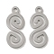 Non-Tarnish 304 Stainless Steel Pendants, Laser Cut, Letter S Charm, Stainless Steel Color, 18x7.5x1mm, Hole: 1.5mm