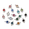 304 Stainless Steel Single Rhinestone Connector Charms, Flat Round Links, Stainless Steel Color, Mixed Color, 12x6.5x4mm, Hole: 2mm.