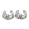 Brass Micro Pave Cubic Zirconia Cuff Earrings, Cadmium Free & Lead Free, Long-Lasting Plated, Heart, Platinum, 14.5x14.5x7mm