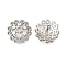 Flower Brass Micro Pave Clear Cubic Zirconia Bead Caps, Long-Lasting Plated, Cadmium Free & Lead Free, Rack Plating, Platinum, 14x4.5mm, Hole: 2mm