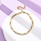 304 Stainless Steel Long Oval Link Chain Anklets, Real 14K Gold Plated, 7-7/8 inch(201mm)