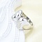 Brass Cuff Rings for Women, Cadmium Free & Lead Free, Oval, Platinum, Inner Diameter: 17.4mm