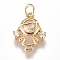 Brass Micro Pave Cubic Zirconia Pendants, with Jump Ring, Long-Lasting Plated, Girl, Clear, Golden, 11.5x9.5x3mm, Hole: 3mm