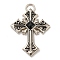 Alloy Big Pendants, with Jet Rhinestone, Cross Charms, Antique Silver, 50x35x4.5mm, Hole: 3x6mm