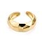 Brass Open Cuff Rings for Women, Cadmium Free & Lead Free, Real 18K Gold Plated, Inner Diameter: 17mm