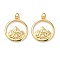 Brass Pendants, with Jump Ring, Long-Lasting Plated, Flat Round with Alps Mountain, Real 18K Gold Plated, 23.5x20x2mm, Hole: 3mm, Jump Ring: 5x0.8mm