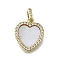 Brass Micro Pave Cubic Zirconia Pendants, Cadmium Free & Lead Free, with Shell, Real 16K Gold Plated, White, Heart, 16x13.5x2.5mm, Hole: 5.5mm
