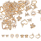 64Pcs 4 Styles Alloy Pendants, with Crystal Rhinestone, Heart & Butterfly, Light Gold, 12~26x15~21x2~3mm, Hole: 1.4~2mm, 16pcs/style