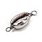 Electroplated Shell Beads Links Connectors, with Eco-Friendly Copper Wire, Gunmetal, 29~31.5x11~12x6~7mm, Hole: 3.5mm